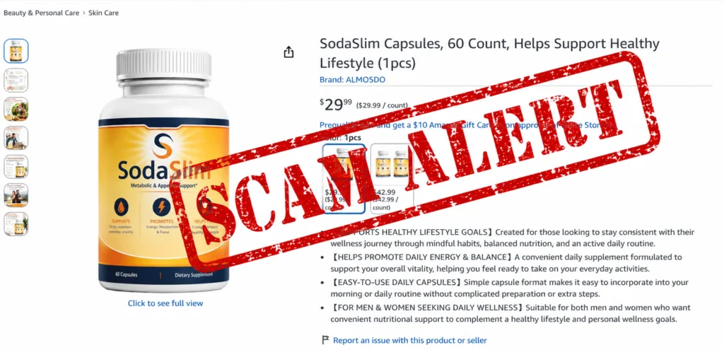 SodaSlim counterfeit marketplace warning